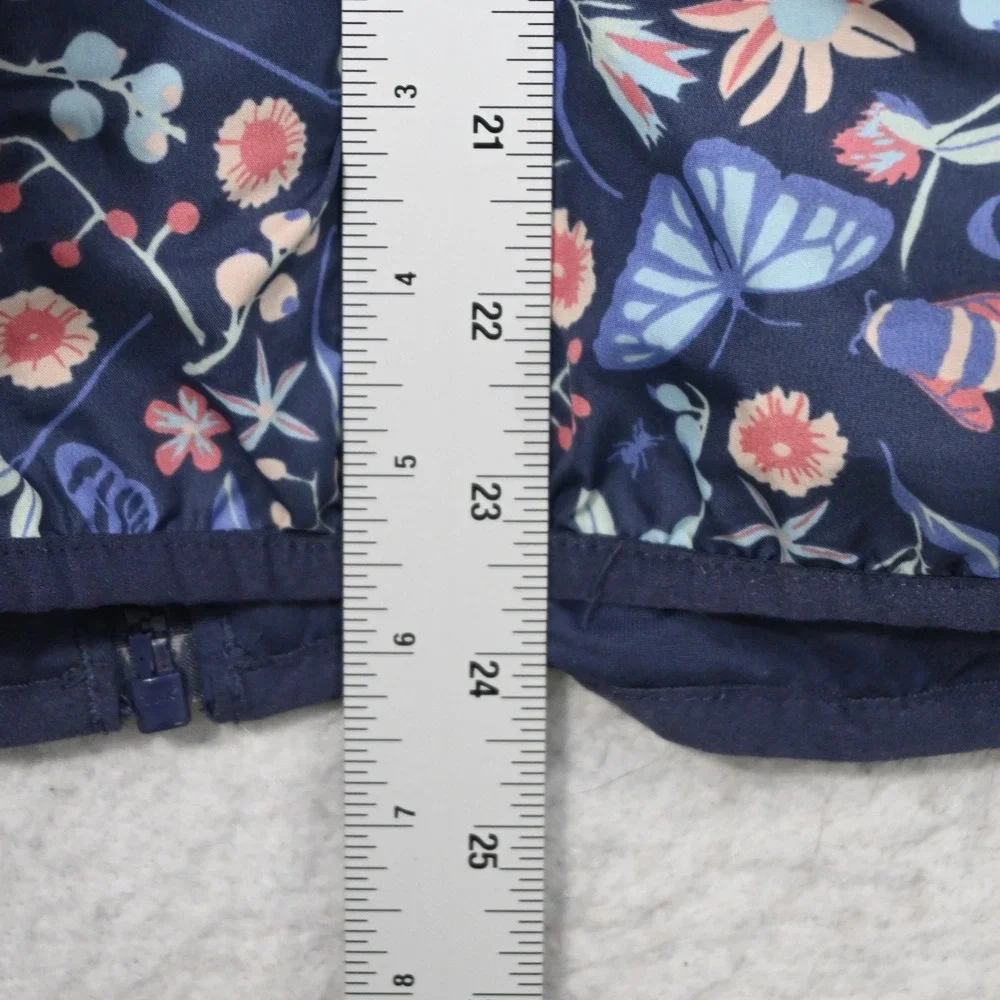 Columbia Reversible Jacket Girls XL (18/20) Navy Blue Floral Butterfly Hooded - Picture 12 of 14